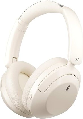 Picture of iKF-T3 Wireless Headphones Bluetooth 5.3 Active Noise Cancelling 125H Playtime Hi-Res Smart App Control 38ms Low Latency Foldable Lightweight Headset for PC Home Travel Office (YunYan-White)