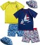 Picture of Baby Boys' Rash Guard Set - 6 Piece Short Sleeve Swim Shirt, Board Shorts, and Bucket Hat (12M-4T)