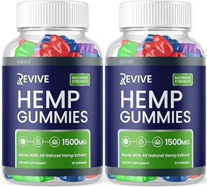 Picture of (2 Pack) Revive Gummies - Revive Hemp Gummies Premium Hemp Blend, Revive Hemp Advanced Formula Hemp Extract Supplement, Revive Hemp Gummy Big Size 25mg Per Gummy, 1500mg Per Bottle New (120 Gummies)