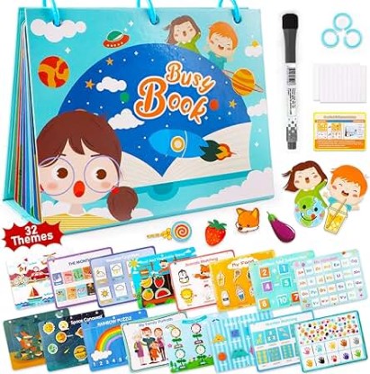 Picture of Montessori Preschool Learning Activities Busy Book for Toddlers, Educational Toys Autism Learning Materials Sensory Toys Birthday Gifts for 1-3 Year Old Girls Boys