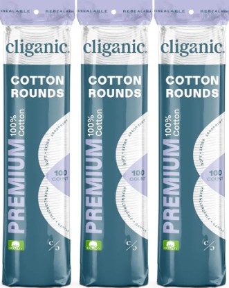 Picture of Cliganic Premium Cotton Rounds for Face (300 Count) - Makeup Remover Pads, Hypoallergenic, Lint-Free | 100% Pure Cotton (Packaging May Vary)