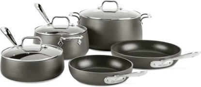 Picture of All-Clad HA1 Hard Anodized Nonstick Pots and Pans Set Non Stick Cookware Sets, Oven Broiler Safe 500F, Black