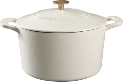 Picture of Martha Stewart Gatwick 7 QT Enamel Cast Iron Dutch Oven, Linen w/Gold Knob