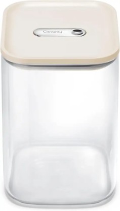 Picture of Caraway 4qt Glass Airtight Food Storage Container with Lid – Non-Toxic, BPA-Free Kitchen Storage Container – Stackable, Space-Saving Airtight Container for Dry Goods and More - Cream