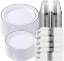 Picture of Goodluck 350 Piece Silver Plastic Dinnerware Set for 50 Guests, Fancy Disposable Plates for Party, Include: 50 Dinner Plates, 50 Dessert Plates, 50 Pre Rolled Napkins with Silver Silverware, 50 Cups