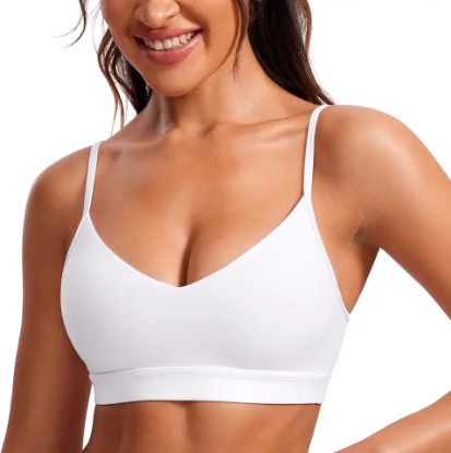 Picture of CRZ YOGA Butterluxe V-Neck Sports Bras for Women - Adjustable Thin Straps Padded Yoga Top Basic Wireless Camisole