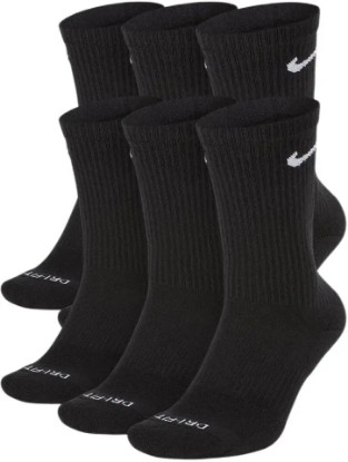 Picture of Nike Everyday Plus Cotton Cushioned Crew Socks (6 Pair) (Black, Large)