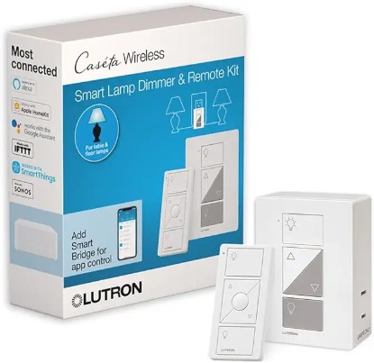 Picture of Lutron Caseta Smart Plug-In Lamp Dimmer Switch Kit with Pico Remote, Smart Dimmer for LED Lights, Table and Floor Lamps, 100W, Single-Pole/3-Way, P-PKG1P-WH