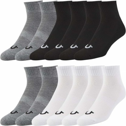 Picture of True Religion Mens Socks Ankle Socks for Men 6 & 12 Pairs Quarter Premium Athletic Shoe Size 8-12