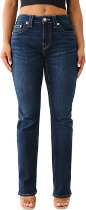 Picture of True Religion Women's Becca Mid Rise Bootcut Crystal Flap - Single Needle Stitching Peak Spot Jeans Pant