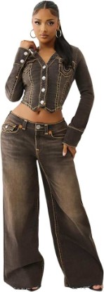 Picture of True Religion Women's Jessie Super Baggy Jeans – Flap Pockets & Super T Stitching