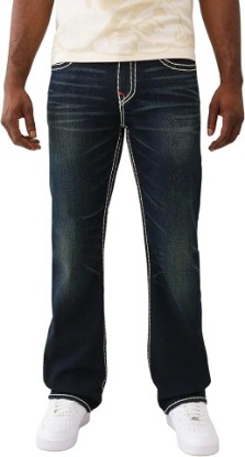 Picture of True Religion Men's Billy Super T Flap Jeans – Straight Leg Denim with Contrast Stitching