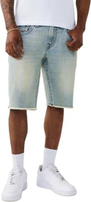 Picture of True Religion Men’s Ricky Frayed Hem Denim Short – Relaxed Fit, Zip Fly, Horseshoe Detailing