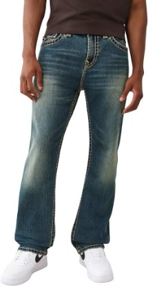 Picture of True Religion Men's Bobby Super T Flap Jeans – Relaxed Bootcut Denim with Contrast Stitching & Back Flap Pockets