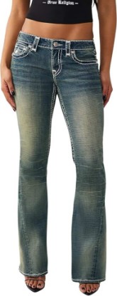 Picture of True Religion Women’s Joey Low Rise Super T Flare Jean – Stretch Denim, Low Rise Fit, Iconic Flare Leg