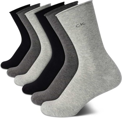 Picture of Calvin Klein Womens Crew Socks - 6 Pack Casual Calf Length Soft Cotton Blend Roll Cuff Mini Crew Dress Socks for Women