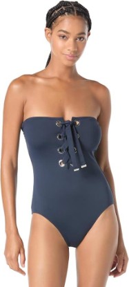 Picture of Michael Kors Women's Lace Up Bandeau One Piece Swimsuit