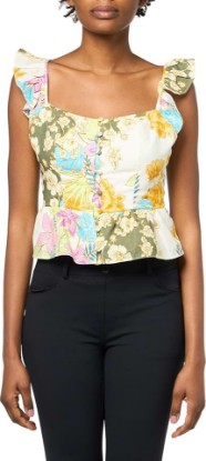 Picture of GUESS Womens Eco Sleeveless Carine Peplum Top
