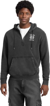 Picture of GUESS Printed Half-Zip Logo Hoodie