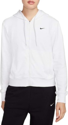 Picture of Nike Dri-FIT One Women's Full-Zip French Terry Hoodie (WHITE/BLACK, FB5198-100) Size X-Large