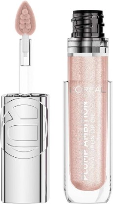 Picture of L'Oreal Paris Plump Ambition Hyaluron Lip Oil Shimmer, 24 HR Lip Gloss with Hyaluronic Acid, Volumizing Formula with Glass-Like Shine, Nude Lights, 0.16 fl oz