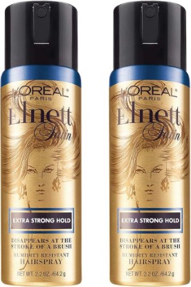 Picture of L'Oreal Paris Hair Care Elnett Extra Strong Hold Travel Size Hairspray, Long Lasting Plus Humidity Resistant, Hair Spray, 2.2 Ounce (2 Count)