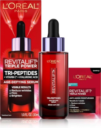 Picture of L'Oreal Paris Revitalift Triple Power Age-Defying Face Serum, Anti Aging Serum with 3 in 1 Benefits, Reduces Wrinkles, Firms and Brightens Skin, Includes Sample