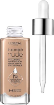 Picture of L'Oreal Paris True Match Nude Hyaluronic Tinted Serum Foundation with 1% Hyaluronic acid, Light-Medium 3-4, 1 fl. oz.