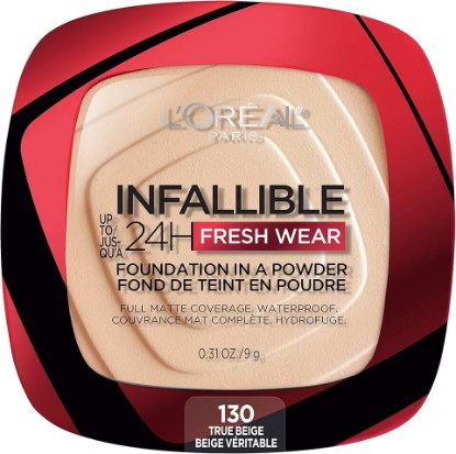 Picture of L'Oreal Paris Makeup Infallible Fresh Wear Foundation in a Powder, Up to 24H Wear, Waterproof, True Beige, 0.31 oz. (Packaging May Vary)
