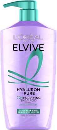 Picture of L'Oreal Paris Elvive Hyaluron + Pure 72H Purifying Shampoo for Oily Hair, Clarifying Shampoo with Salicylic Acid and Hyaluronic Acid, 28 Fl Oz
