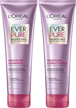 Picture of L'Oreal Paris Moisture Sulfate Free Shampoo and Conditioner Set, Hair Care for Color-Treated Hair with Rosemary Botanicals, EverPure, 1 Kit