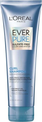 Picture of L'Oreal Paris Sulfate Free Shampoo for Curly Hair, Lightweight, Anti-Frizz Hair Care with Coconut Oil, EverPure, 8.5 Fl Oz (Packaging May Vary)