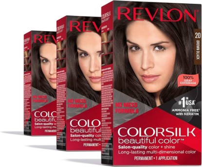 Picture of REVLON Colorsilk Beautiful Color Permanent Hair Color, (OLD VERSION) 20 Brown/Black (Pack of 3)