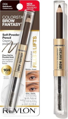 Picture of REVLON ColorStay Brow Fantasy, All In One Eyebrow Powder Pencil with Shaping Clear Gel, Gel Infused with Panthenol, Smudge-proof, 16HR Visibly Full Brows, 004 Dark Brown