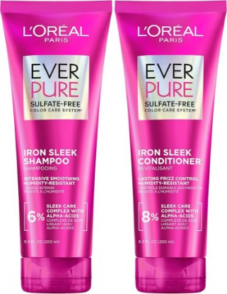 Picture of L'Oreal Paris Sulfate Free Iron Sleek Smoothing Shampoo and Conditioner, Frizz Control and Humidity-Resistant Formula with Alpha-Acids, EverPure Hair Care, 1 Kit