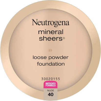 Picture of Neutrogena Mineral Sheers Lightweight Loose Powder Makeup Foundation with Vitamins A, C, & E, Sheer to Medium Buildable Coverage, Skin Tone Enhancer, Face Redness Reducer, Nude 40,.19 oz