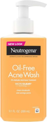 Picture of Neutrogena Oil-Free Acne Face Wash - Facial Cleanser with Salicylic Acid, Daily Cleanser for Oily & Acne-Prone Skin, Clears & Helps Prevent Breakouts, Clear Formula, 9.1 fl. oz. Bottle