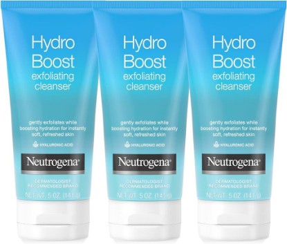 Picture of Neutrogena Hydro Boost Gentle Exfoliating Daily Facial Cleanser with Hyaluronic Acid, Clinically Proven to Increase Skin's Hydration Level, Non-Comedogenic Oil-, Soap- & Paraben-Free, 5 Oz, 3 Pack
