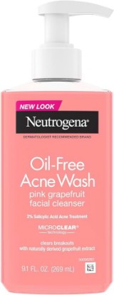 Picture of Neutrogena Oil-Free Acne Wash Pink Grapefruit Facial Cleanser - with Salicylic Acid for Clear Skin, Daily Face Wash for Oily & Acne-Prone Skin, Deep Cleansing Treatment, 9.1 fl. oz. Bottle