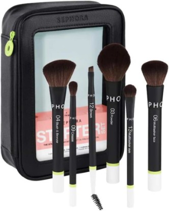 Picture of SEPHORA Favorites The Starter Brush Set - 3 Face Brushes - 3 Eye Brushes and 1 Makeup Bag