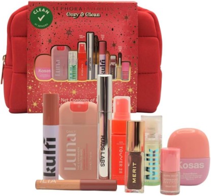 Picture of SEPHORA Cozy & Clean Makeup Holiday Gift Set – 9 Clean Beauty Essentials with Lip, Primer, Mascara & Skincare