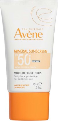 Picture of Avène Mineral Sunscreen Multi-Defense Fluid Tinted SPF 50+, Clean Formula Sunscreen for Sensitive Skin, Reef Friendly, Tint, Non-Whitening, Antioxidant Protection, 1.3 Fl Oz