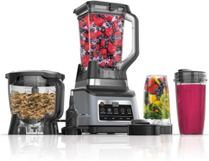 Picture of Ninja BN801 Professional Plus Kitchen System, 1400 WP, 5 Functions for Smoothies, Chopping, Dough & More with Auto IQ, 72-oz.* Blender Pitcher, 64-oz. Processor Bowl, (2) 24-oz. To-Go Cups, Grey