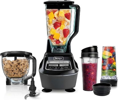 Picture of Ninja Kitchen System | All-in-One Food Processor & Blender for Smoothies | Includes Pitcher, (2) 16 oz. To-Go Cups & 8-Cup Bowl | Makes Salsa, Dough, Shakes, & Frozen Drinks | 1500W | Black | BL770