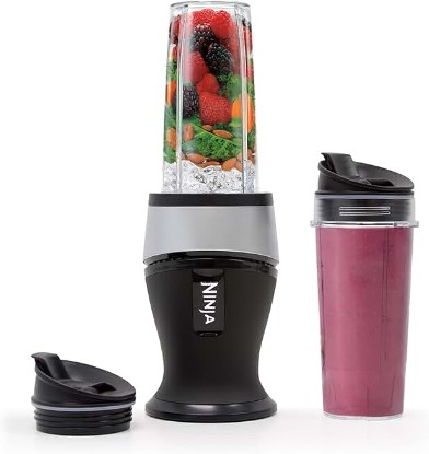 Picture of Ninja Fit Compact Personal Blender | Portable Blender for Smoothies, Shakes, and Frozen Blending | Includes (2) 16-oz. To-Go Cups and Spout Lids | 700 Watt | Black | QB3001SS