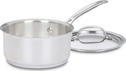 Picture of Cuisinart 1.5 Quart Sauce Pan with Cover, Stainless Steel Pot with Lid, Small Kitchen Pots, Dishwasher Safe, Compatible with Induction, Electric, Gas Cooktops, Oven Safe Saucepan, Cool Grip Handles
