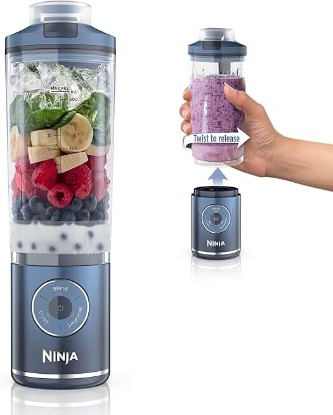 Picture of Ninja Blast Max, Portable Blender + Twist & Go, Personal Smoothie, Blend, Ice Crush, 3 Programs, Cordless, 22 oz removable Vessel, Dishwasher Safe, Leakproof, Navy, BC251NV