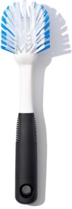 Picture of OXO Good Grips Dish Brush, Nylon Bristles with Built-in Scraper, Safe for Non-Stick Cookware, Non-Slip Handle, Dishwasher Safe