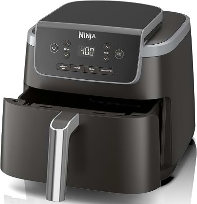 Picture of Ninja Air Fryer with Air Crisp | 5 QT Capacity fits up to 4lbs of Fries | 4-in-1 Pro Air Fry, Roast, Reheat, Dehydrate | 400°F Max Temp | 1750 Watts | W/Nonstick Basket & Crisper Plate | Grey | AF141