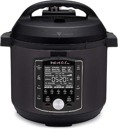 Picture of Instant Pot Pro 10-in-1 Pressure Cooker, Slow Cooker, Rice/Grain Cooker, Steamer, Sauté, Sous Vide, Yogurt Maker, Sterilizer, and Warmer, Includes App With Over 800 Recipes, Black, 6 Quart